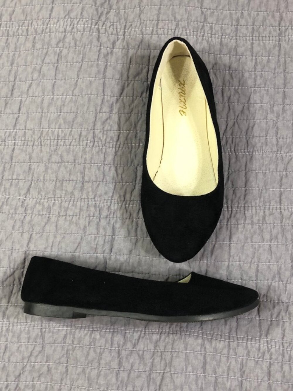 4/$15 Black Ballerina Flats 42 EU 11.5 US Black Vegan Suede